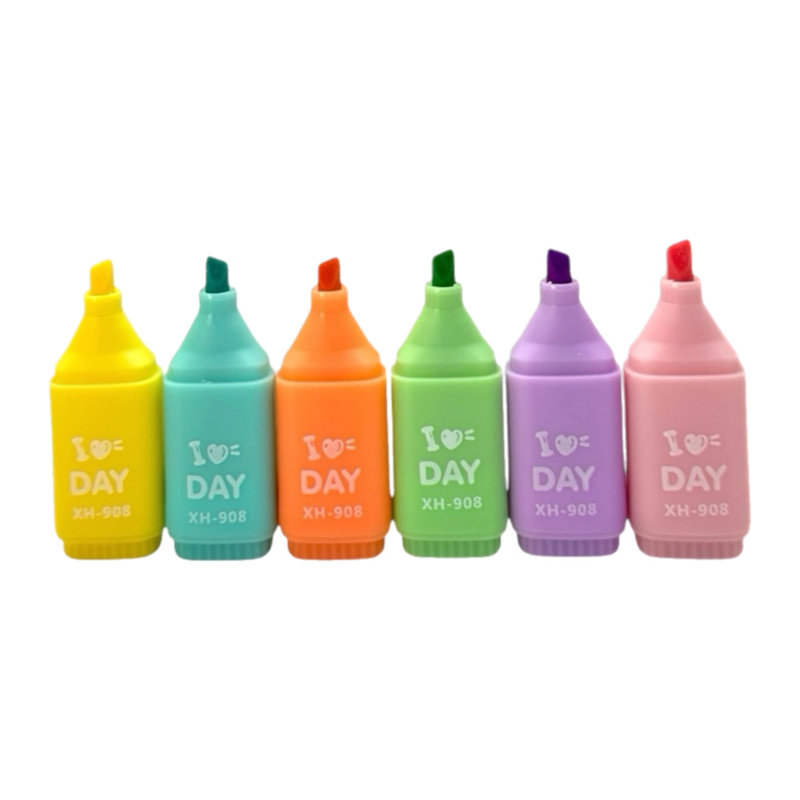 XH-908 MİNİ PASTEL FOSFORLU KALEM 6LI SET