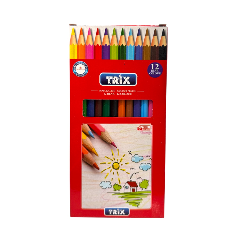 TRİX 12 RENK UZUN KURU BOYA 12Lİ PAKET