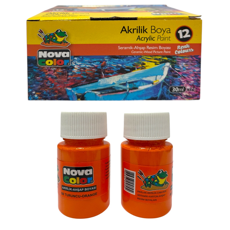 NOVA COLOR 30 ML TURUNCU AKRİLİK BOYA 12Lİ PAKET