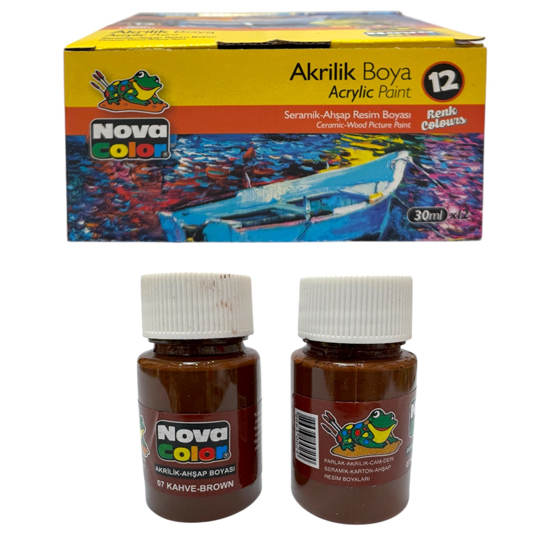NOVA COLOR 30 ML KAHVE AKRİLİK BOYA 12Lİ PAKET