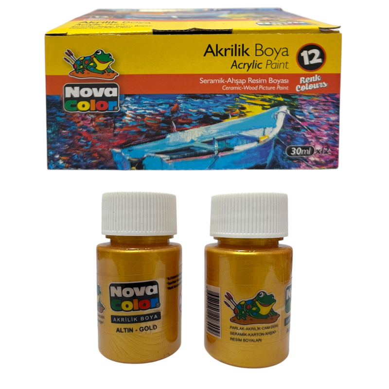 NOVA COLOR 30 ML ALTIN AKRİLİK BOYA 12Lİ PAKET