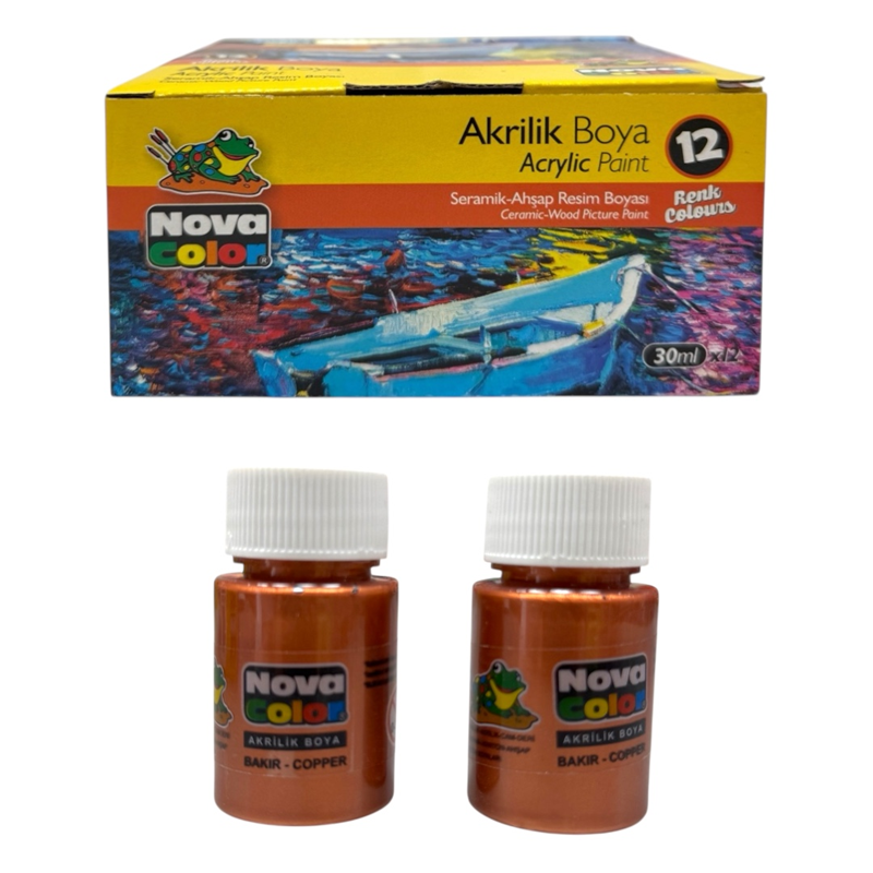 NOVA COLOR 30 ML BAKIR AKRİLİK BOYA 12Lİ PAKET