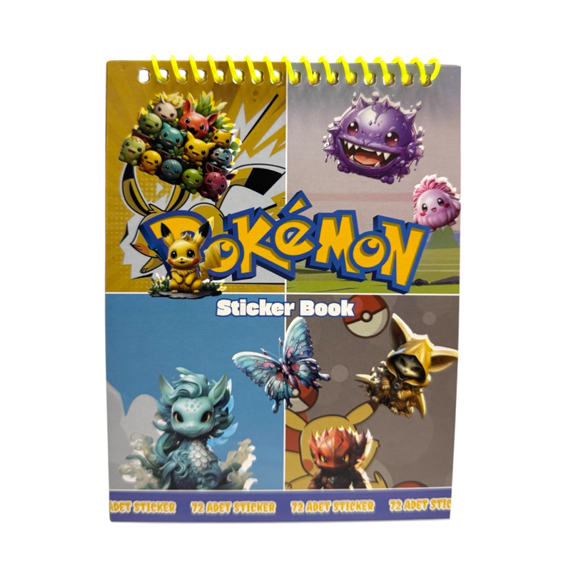 12*16 TELLİ STİCKER DEFTERİ POKEMON 8 YAPRAK 12Lİ PAKET