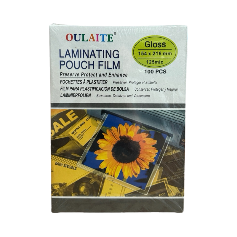 A5 LAMİNASYON KAĞIDI 154*216 MM 125 MİCRON 100LÜ PAKET