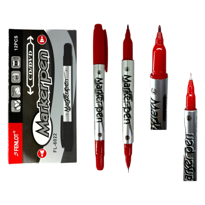 ÇİFT TARAFLI KIRMIZI CD KALEMİ 12Lİ PAKET