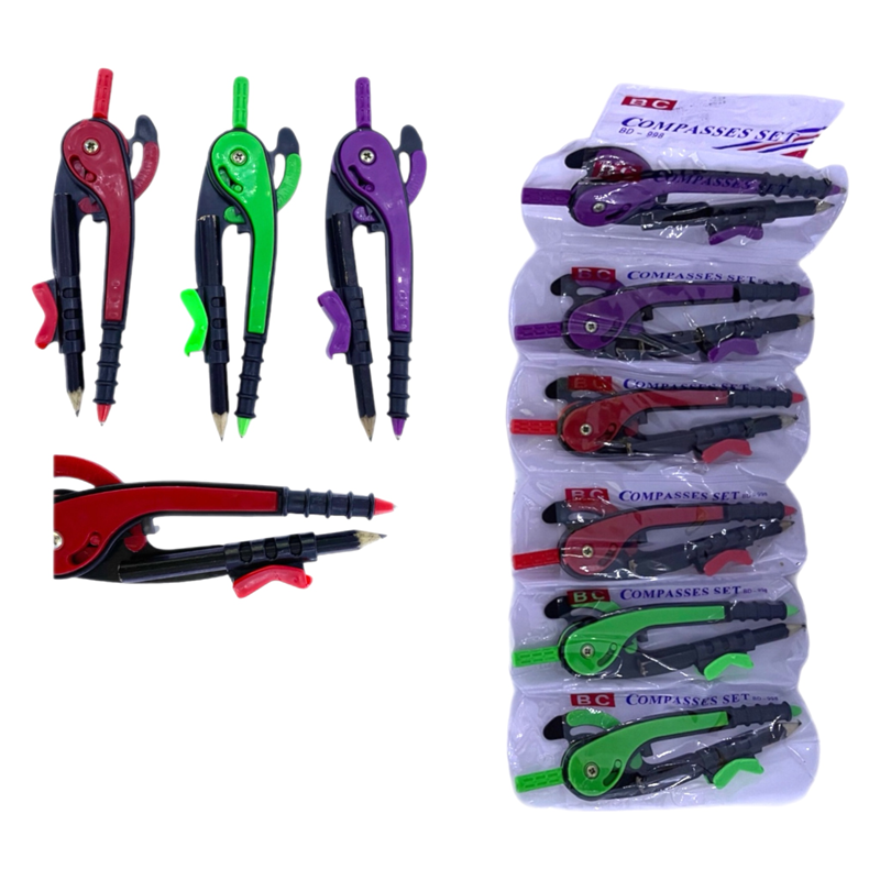 PLASTİK PERGEL AÇI ÖLÇERLİ 6LI PAKET