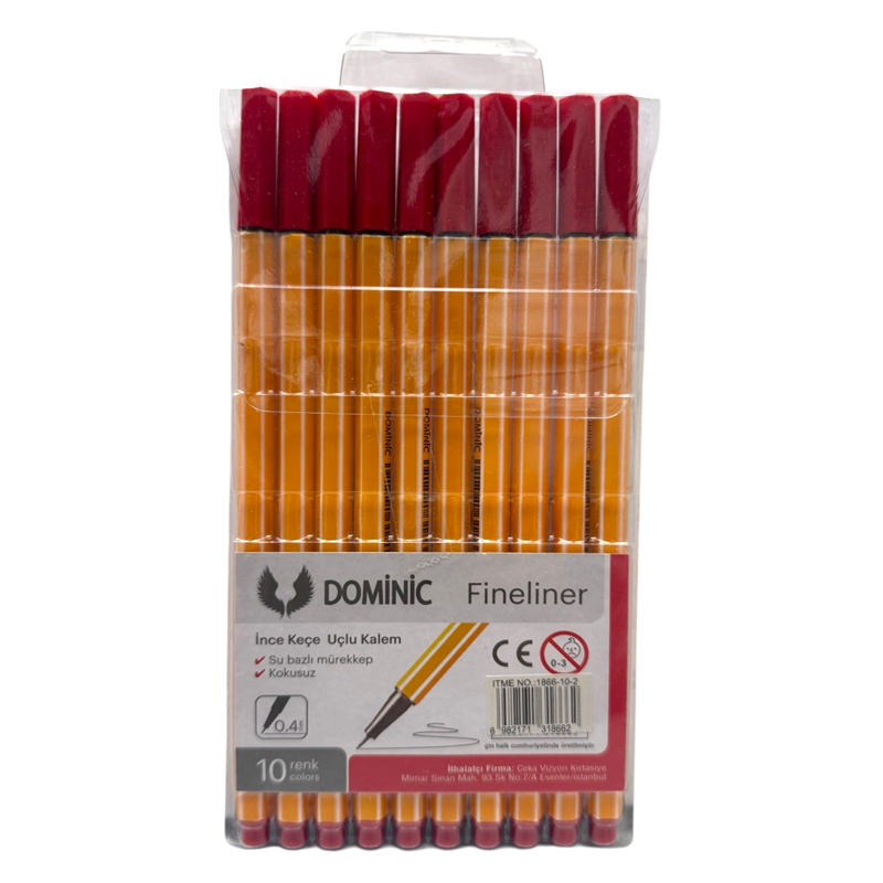 DOMİNİC FİNELİNER TÜKENMEZ KALEM KIRMIZI 10LU SET
