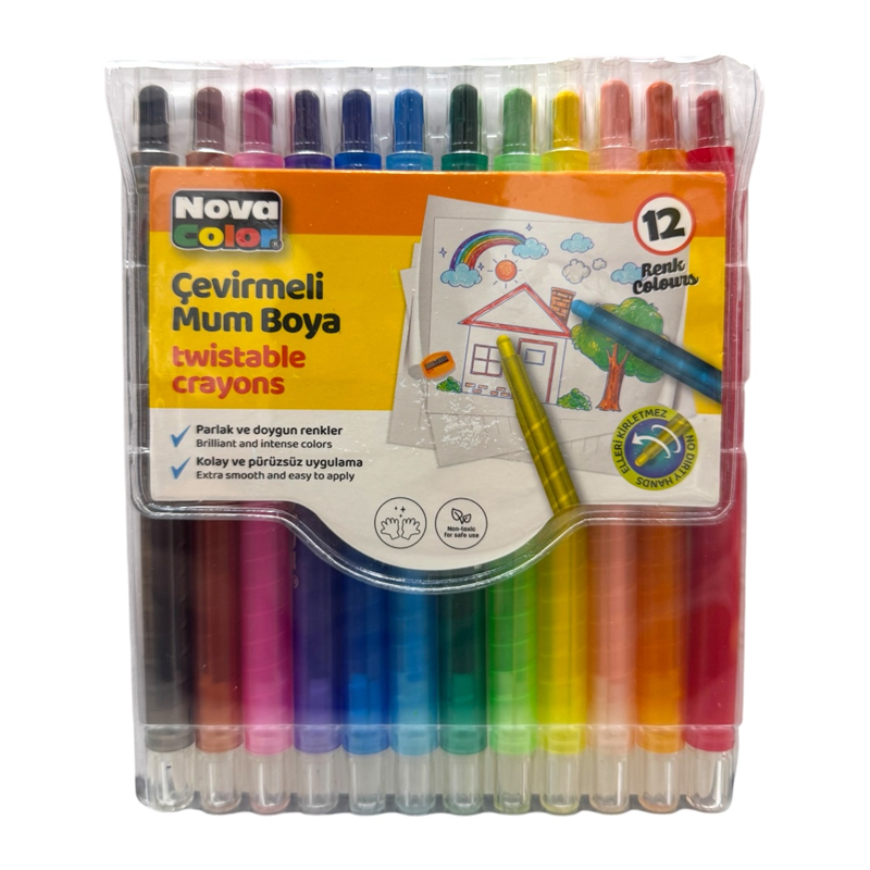 NOVA COLOR ÇEVİRMELİ MUM BOYA 12Lİ