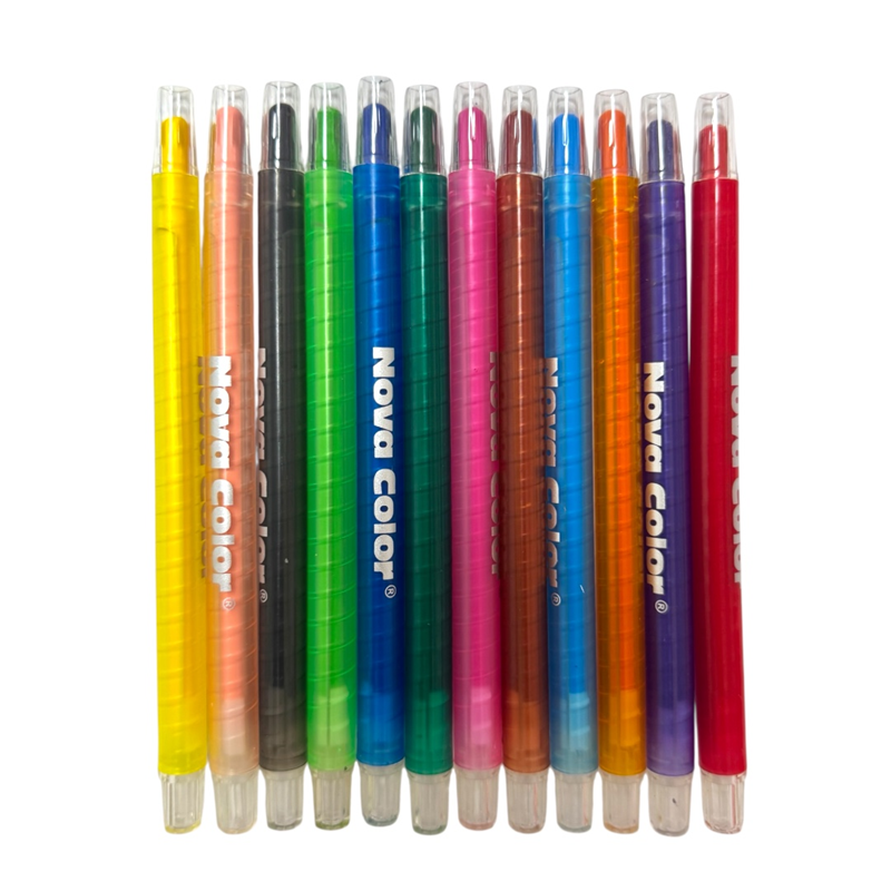 NOVA COLOR ÇEVİRMELİ MUM BOYA 12Lİ